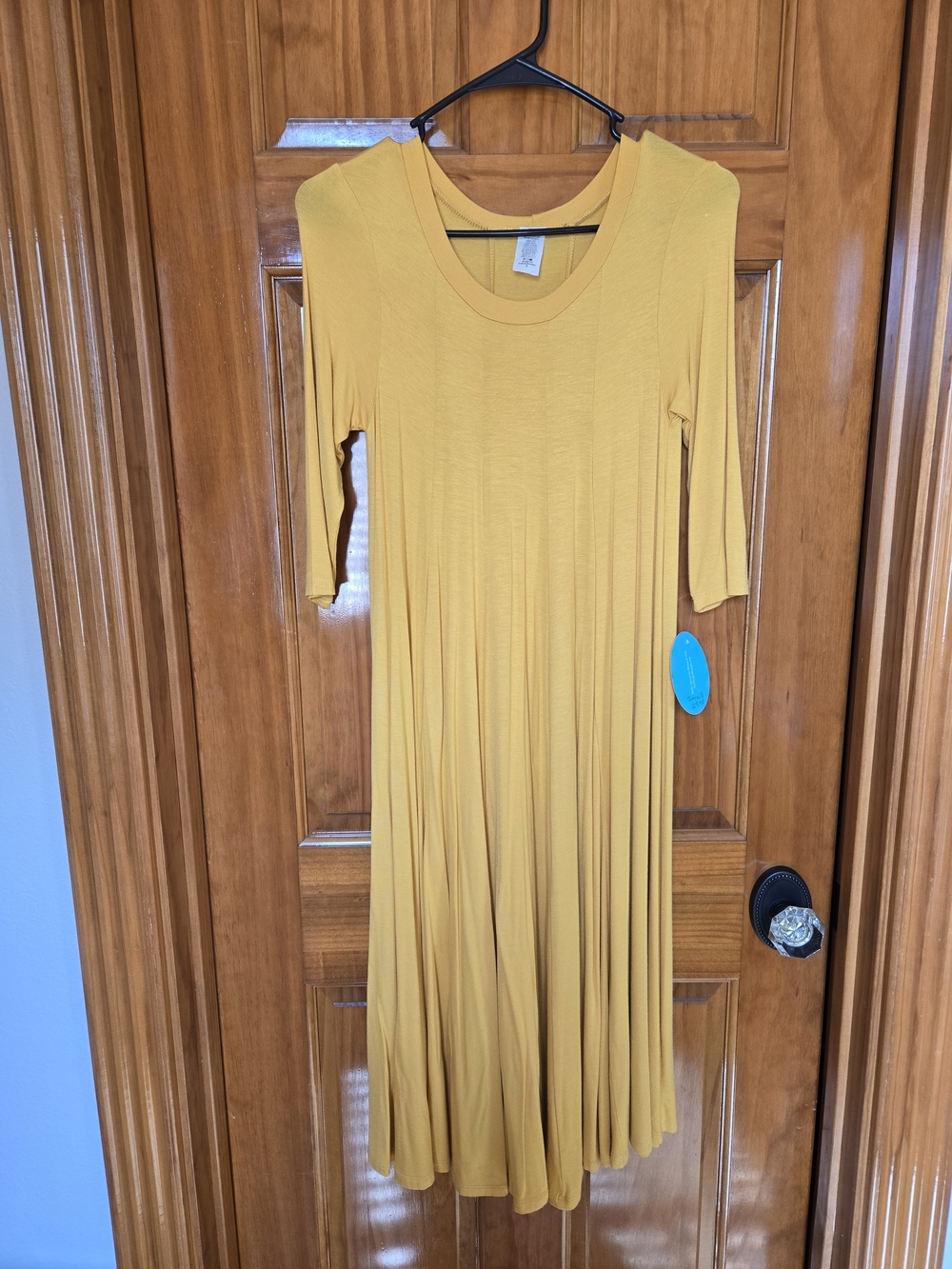 Mustard Yellow Fit-and-Flare Midi Dress